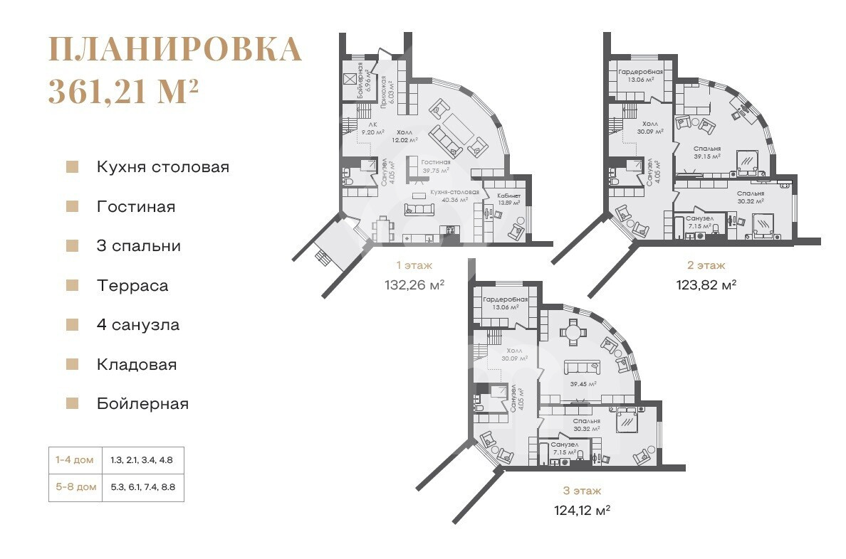 Таунхаус ID 5125006, Новорижское шоссе, 18км от МКАД, по цене 43 691 962  руб., площадь 361.21 кв.м. от AIM Realty